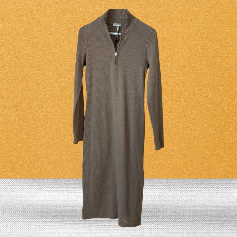NWOT $275 Rag & Bone Laila Zip Dress In Camel Heather Size: S - Picture 4 of 14